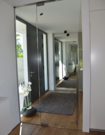 Glastuer mit Seitenelement als Raumteile in Klarglas
